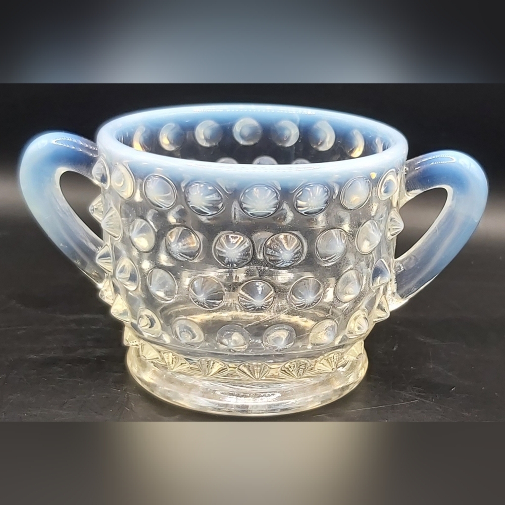 Fenton white opalescent hobnail sugar bowl